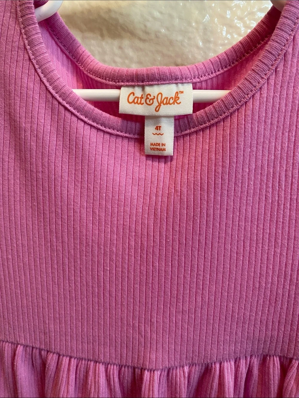 Mauve Ribbed Short-Sleeve Kids Dress